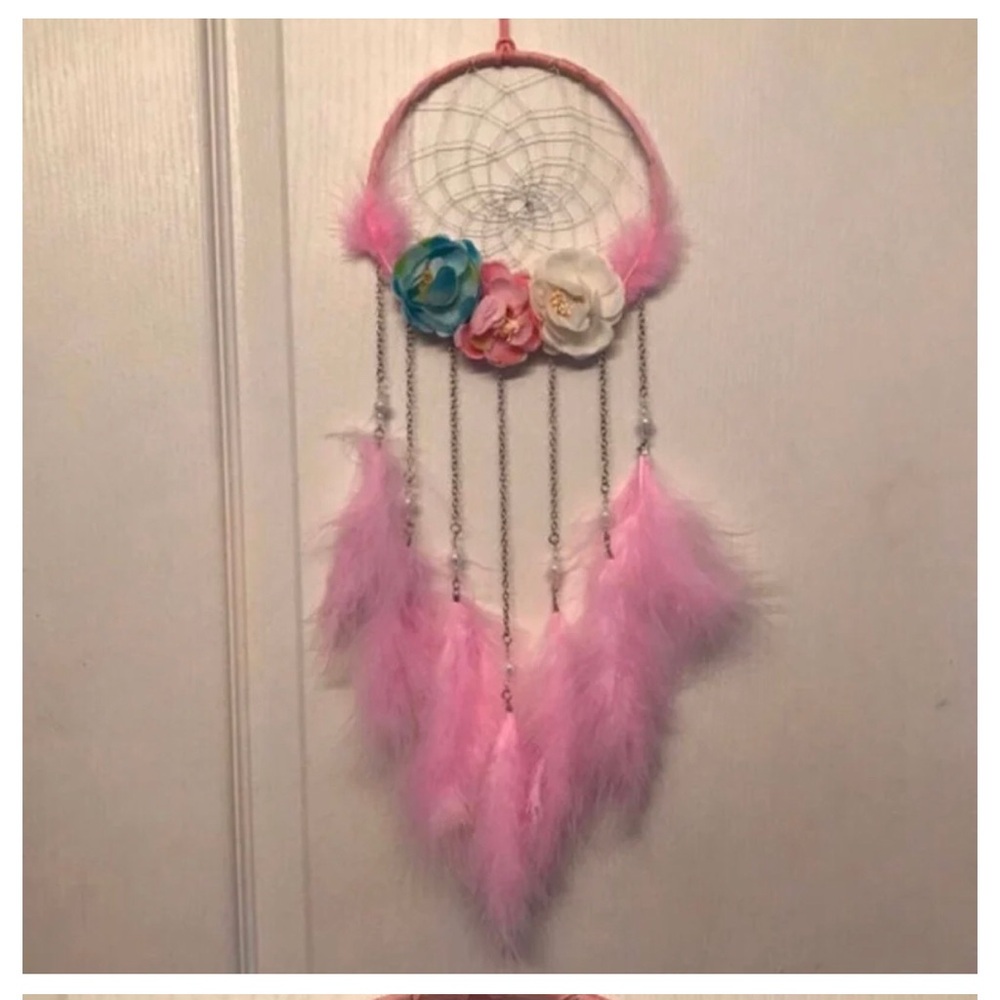Pink Dreamcatcher with Floral Accents